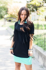 Black Fringe In Low Places Top