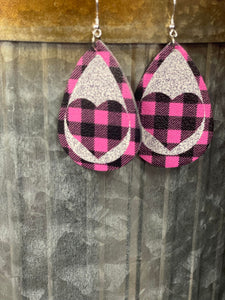 Single Layer Pink Plaid Earrings