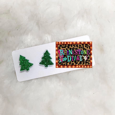 Christmas Tree Acrylic Post Earring
