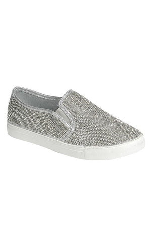 Silver Rhinestone Slip Ons