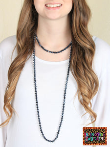 Black Marble Bead Necklace