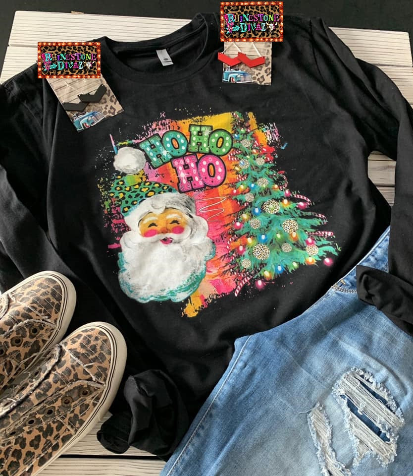 LONG SLEEVE HO HO HO Neon Christmas Tee