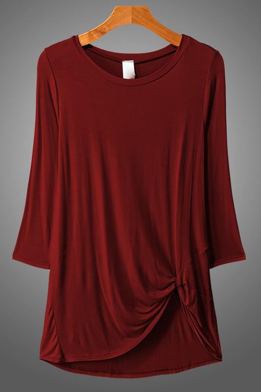 Maroon Basic Knot Top