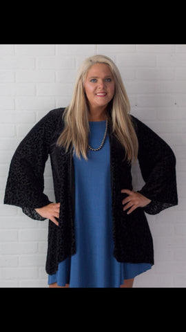 Black Velour Leopard Cardigan