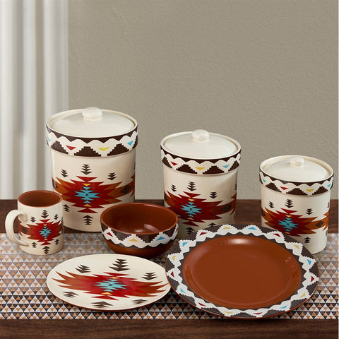 Del Sol Aztec 19-PC Dinnerware and Canister Set