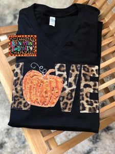 Applique Sequin Pumpkin Leopard Love Tee