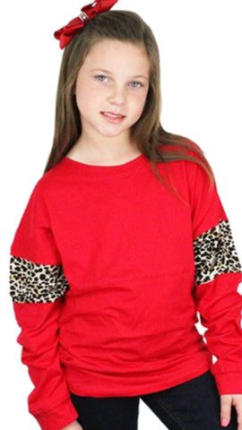 Red Leopard Sleeve Top