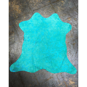 Turquoise & Blue Acid Wash Suede Leather Hide