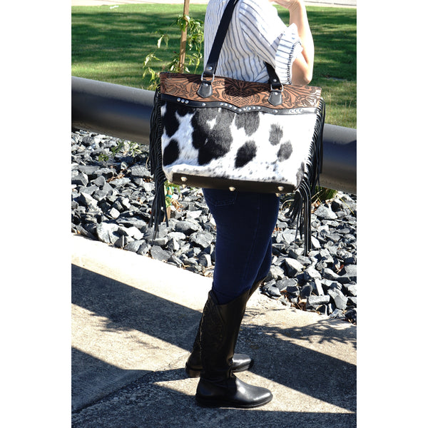 Cowhide Bag Hand bag with fringe