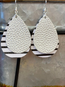 Silver/Black & White Stripe Earrings