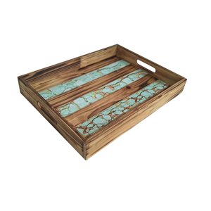 Wooden Tray w / Turquoise Inlay