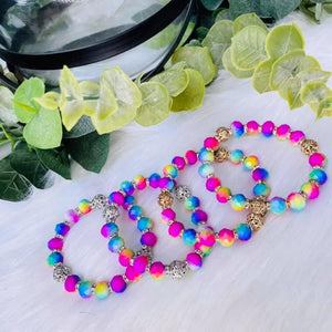 Rhinestone Rainbow Stretch Bracelet