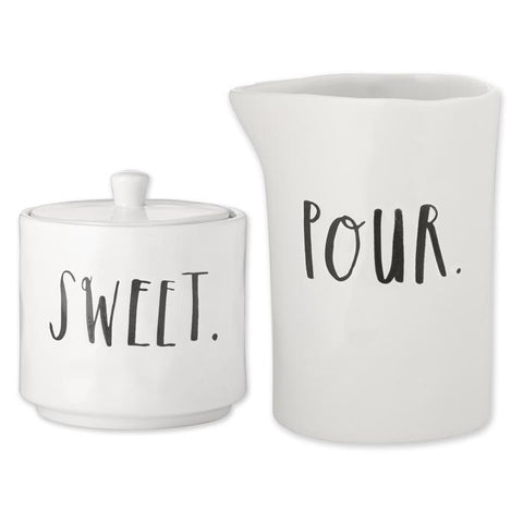 Stem Print POUR Creamer + SWEET Sugar, Set of 2