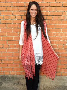 Red Heart Sheer Tassel Vest