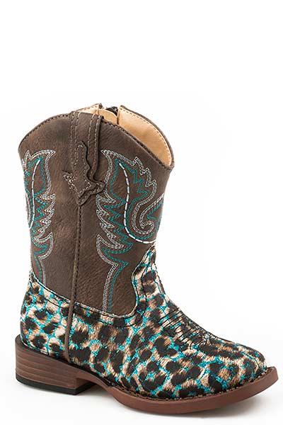 ROPER TODDLER GIRLS' LEOPARD GLITTER WESTERN BOOTS - SQUARE TOE