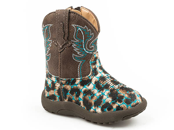 Infant Roper Cowbaby Blue Glitter Leopard Boots
