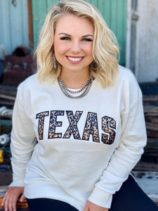 Leopard Texas White Sweatshirt