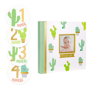 Baby Memory Book & Sticker Set, Cactus