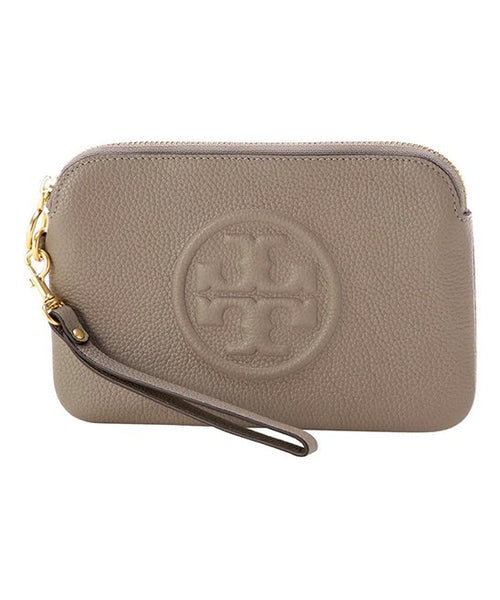 Gray Heron Pebbled Perry Bombe Leather Wristlet
