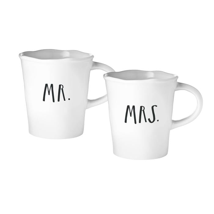 Stem Print MR + MRS Cafe Mugs, Set of 2