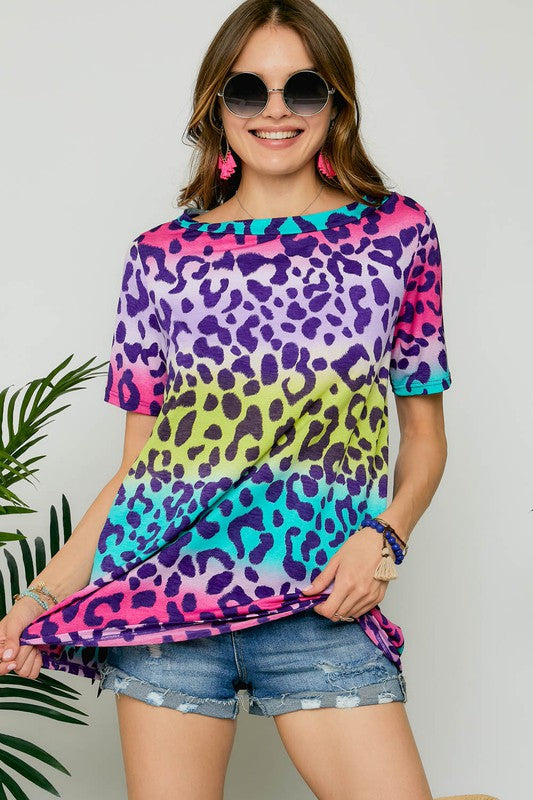 Rainbow Animal Print Tee