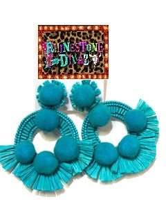Blue Frilly Earring