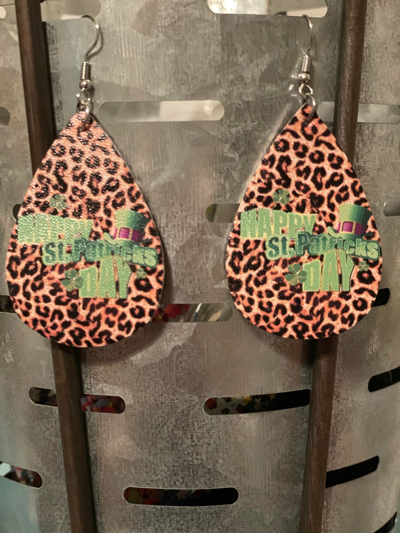 Leopard St. Patrick's Day Earrings