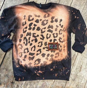 Black Bleached Leopard Sweatshirt