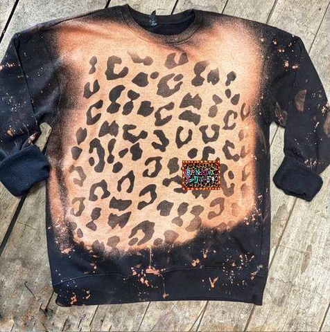 Black Bleached Leopard Sweatshirt
