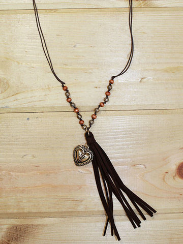 Orange/Brown Heart Necklace
