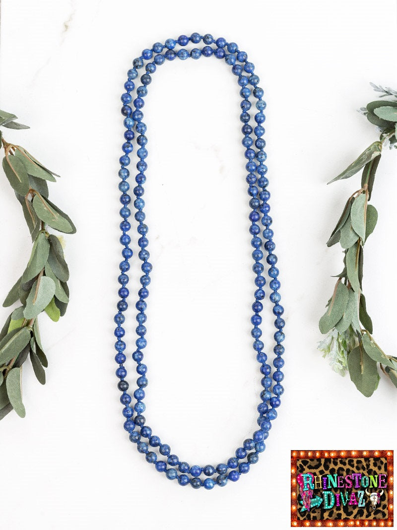60" Blue Jasper Bead Necklace