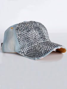 Light Denim Rhinestone Cap