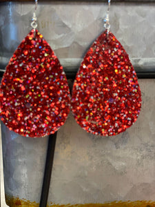 Red Glitter Earrings