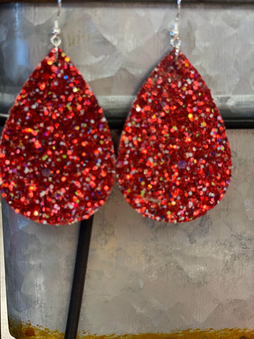 Red Glitter Earrings