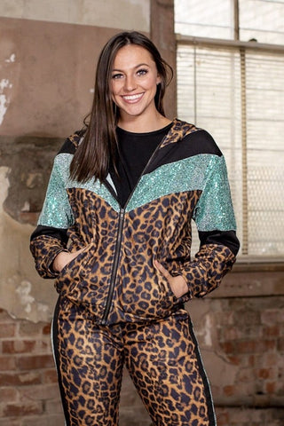 Sequin Leopard Wind Suit JACKET