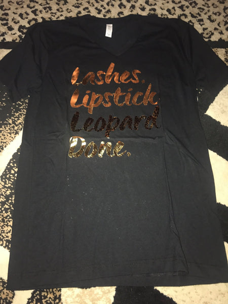 Lashes, Leopard Lipstick Done Foil Tee