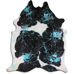 Acid Washed Hair On Cowhide Distressed Acqua Blue