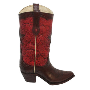 Red w / Star Design Cowboy Boot Vase