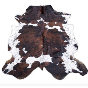 Dark tricolor  cowhide rug Large