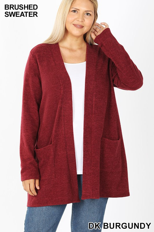 Burgundy Brushed Sweater Cardigan