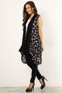 Leopard Ruffle Cardi Vest