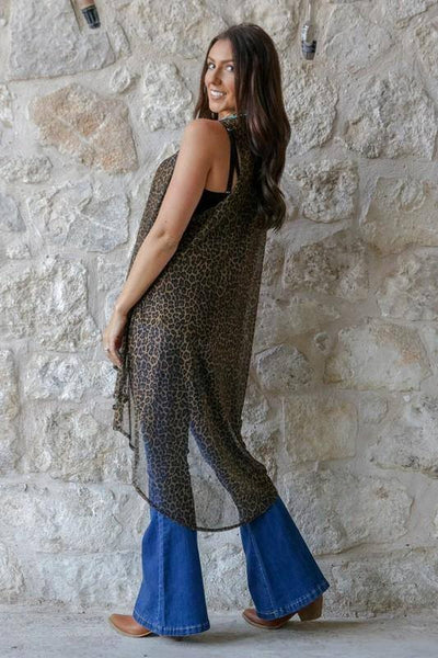 Mesh Leopard Duster Vest