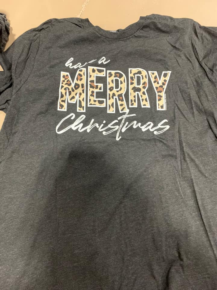 Merry Leopard Christmas Tee