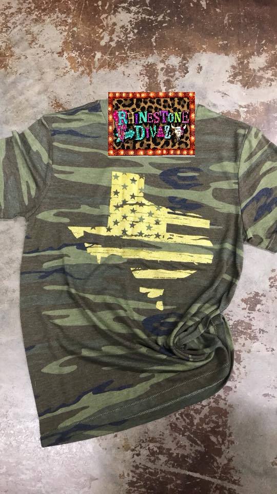 Camo Gold Texas Flag Tee