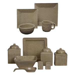 Savannah Taupe 24-PC Dinnerware and Canister Set