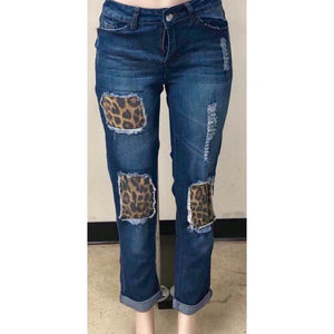 L627 Leopard Patch Jean