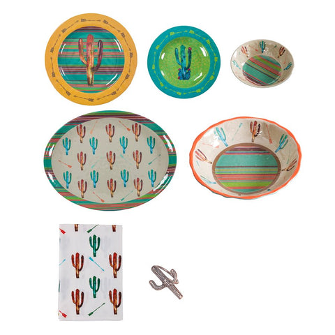 Cactus 25-PC Melamine Dinnerware Set