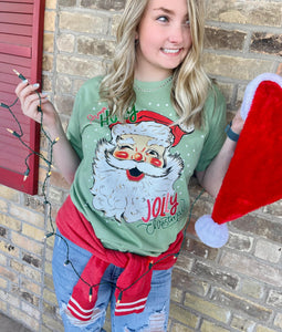 Green Holly Jolly Santa Tee