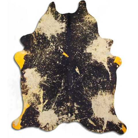 Acid Washed Hair On Cowhide Distressed Yellow
