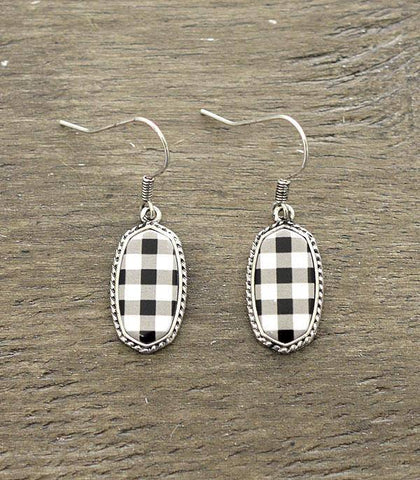 Mini White Plaid Kendra Earrings